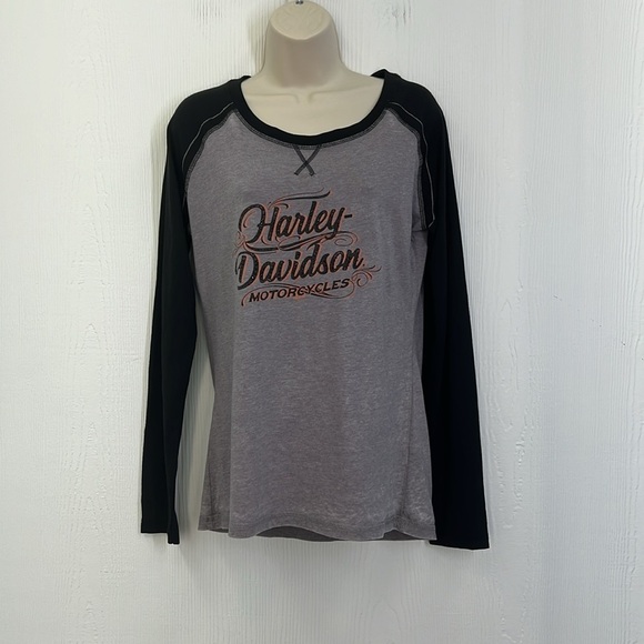 Harley Davidson - Sparkly HD Logo Soft Light Long Sleeve Urbana IL Shirt Medium - Picture 2 of 10